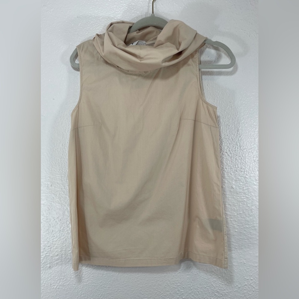 Marcella Marcy Sleeveless Top in Light Beige Women’s Small High Neck Chic